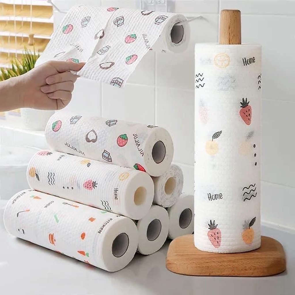 Khăn Giấy Đa Năng Size 25cm Lau Bếp, Lau Tay, Cuộn Giấy Đa Năng Có Thể Tái Sử Dụng - Tongkhohuyhoang168