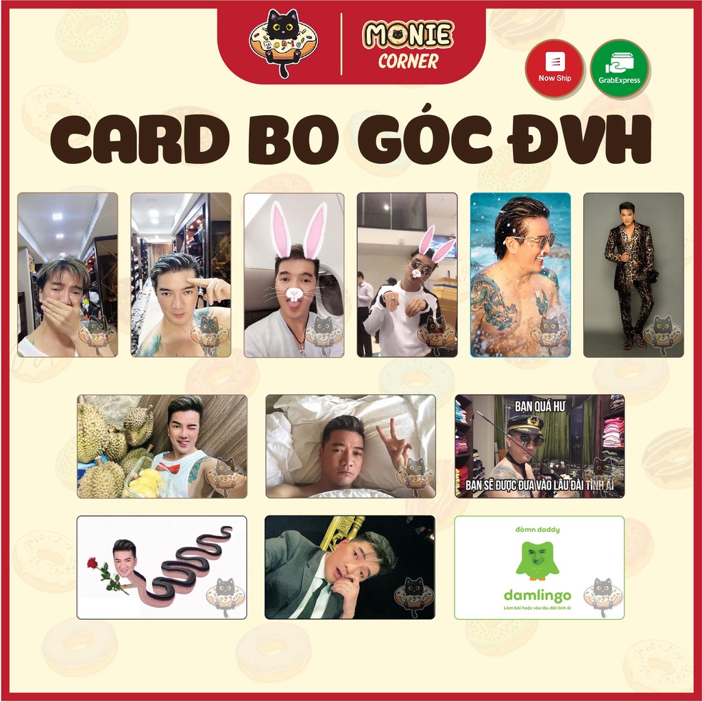 Card bo góc Đàm Vĩnh Hưng 2 mặt (14 kiểu) Đàm giáng sinh, Đàm khò, Đàm xà, Damlingo,...