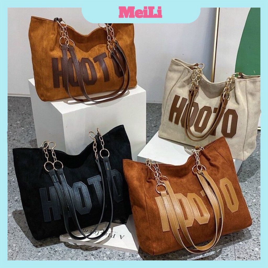 Túi đeo vai da lộn Hooto - Túi Xách Vải Canvas Kích Cỡ Lớn Thời Trang(sỉ hot)