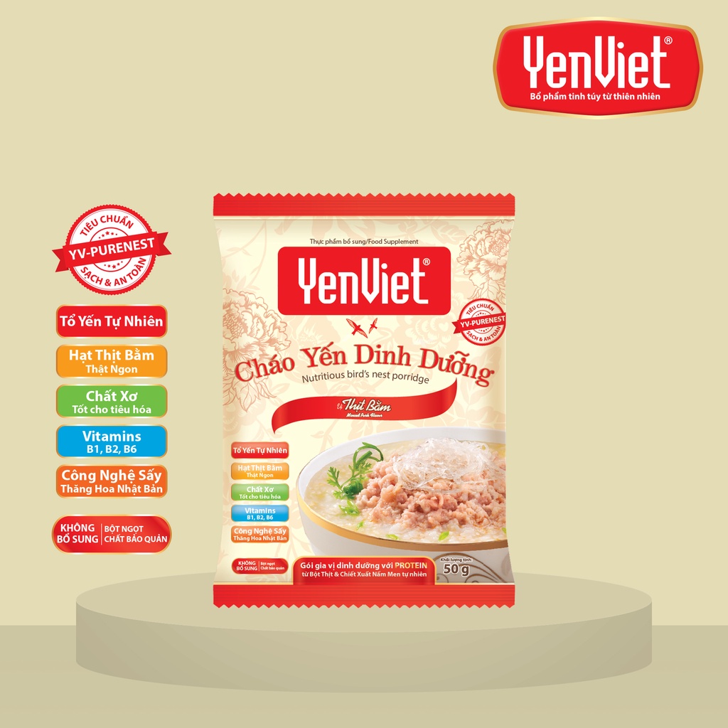 Cháo Yến Dinh Dưỡng YenViet - Vị Thịt Bằm [Thùng 30 gói]