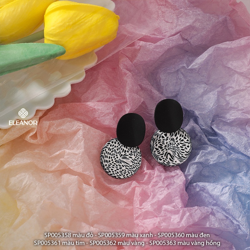 Bông tai nữ chuôi bạc 925 Eleanor Accessories hình tròn nhiều màu sắc phụ kiện trang sức trẻ trung 5358