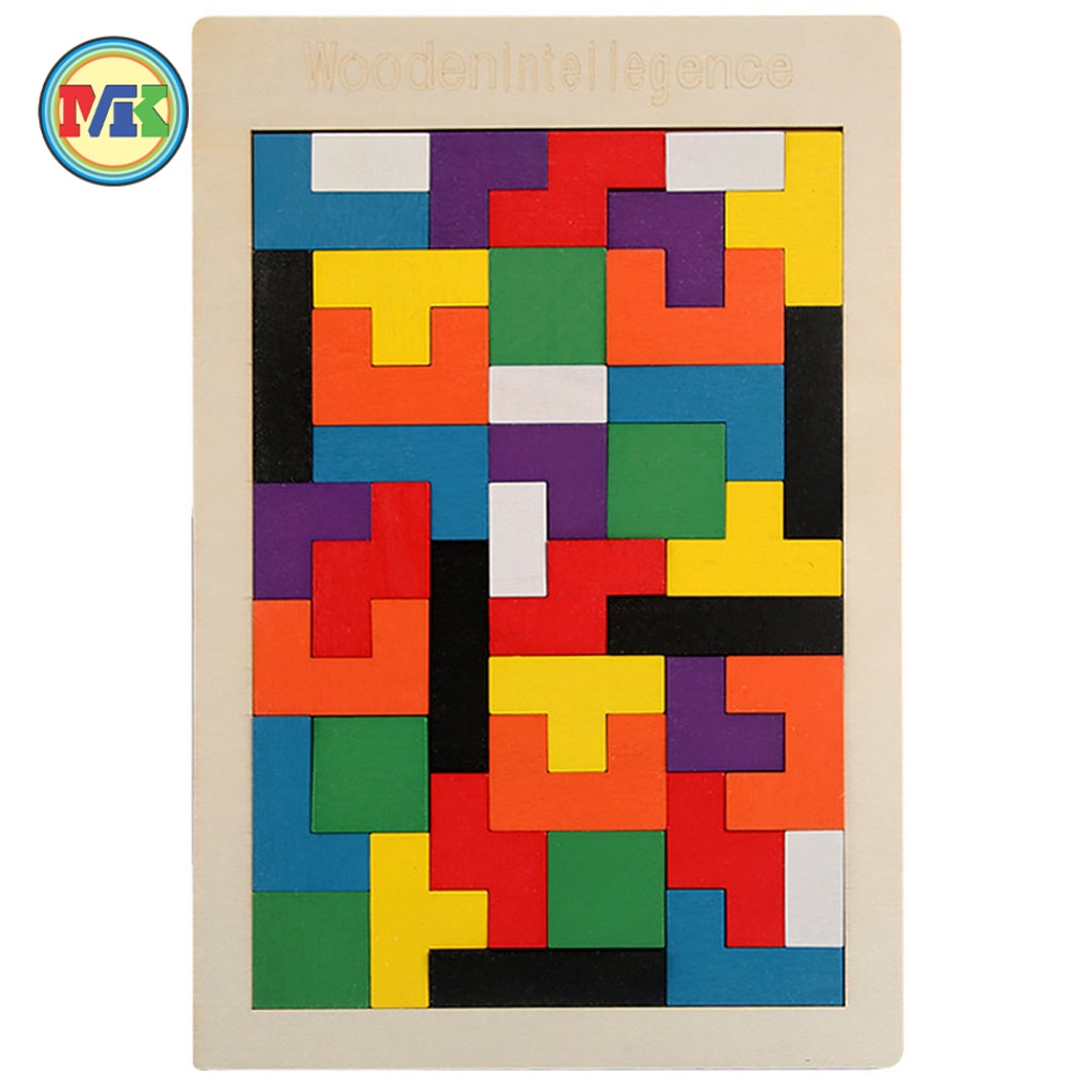 Bảng Xếp Hình Gỗ - Bảng Xếp Gạch Montessori - Bảng ghép hình gỗ trí tuệ thông minh cho bé