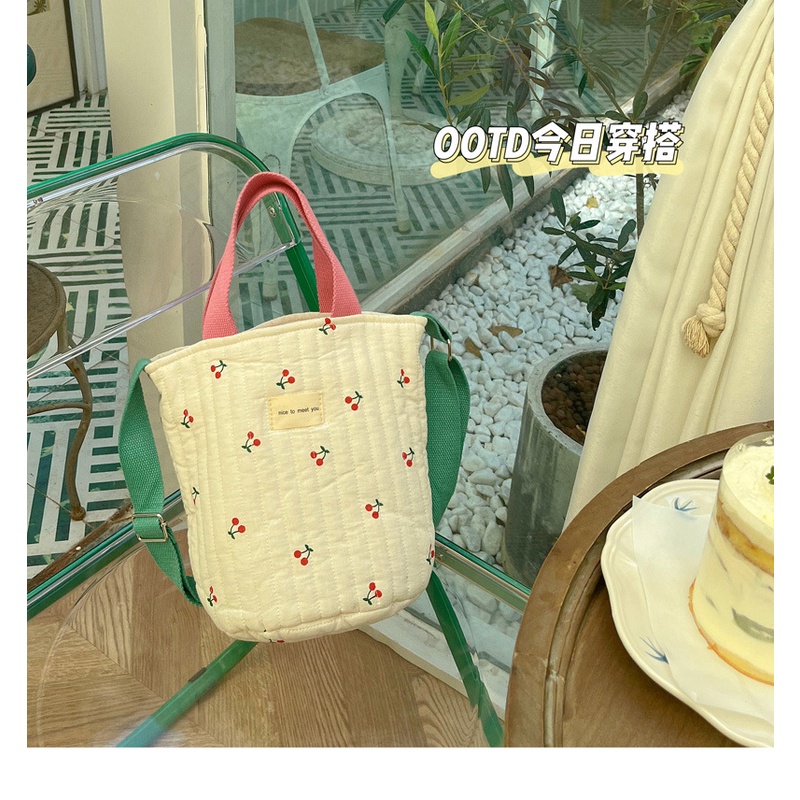 Túi Đeo Chéo Dây Rút Hình Tròn Cỡ Nhỏ Vải Cotton Phối Màu Dễ Thương Thời Trang Cho Mẹ Bỉm Sữa