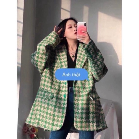 Áo blazer dạ tweed  kèm thắt lưng thời trang/ áo khoác d