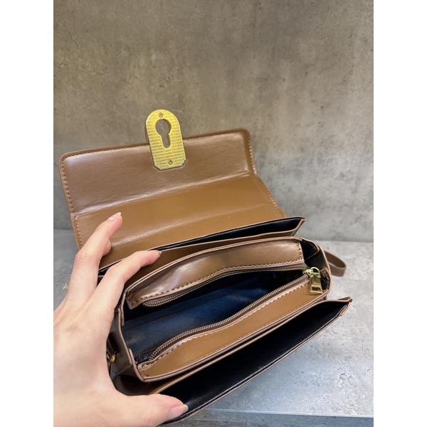 Túi Nắp ổ Khoá Da Vân trơn size 22cm cực xinh Ko Hộp
