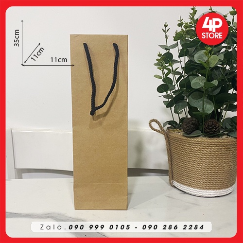 01 TÚI KRAFT 11x35x11CM - QUAI VẢI - TÚI ĐỨNG, DÀI