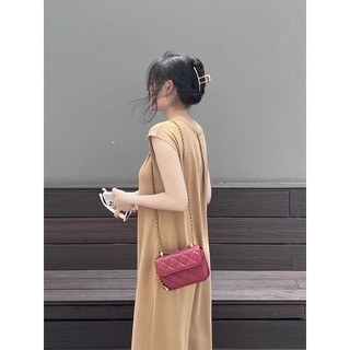 Đầm len suông dài xẻ chéo lưng Hàn Quốc
