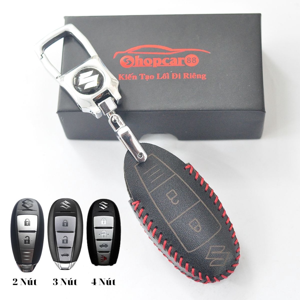 Bao Da chìa khoá xe Suzuki Ciaz, Swift, Ertiga, XL7... mẫu chuẩn như hình. Da bò thật nhiều màu