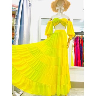 Set váy nhiều màu tà xẻ