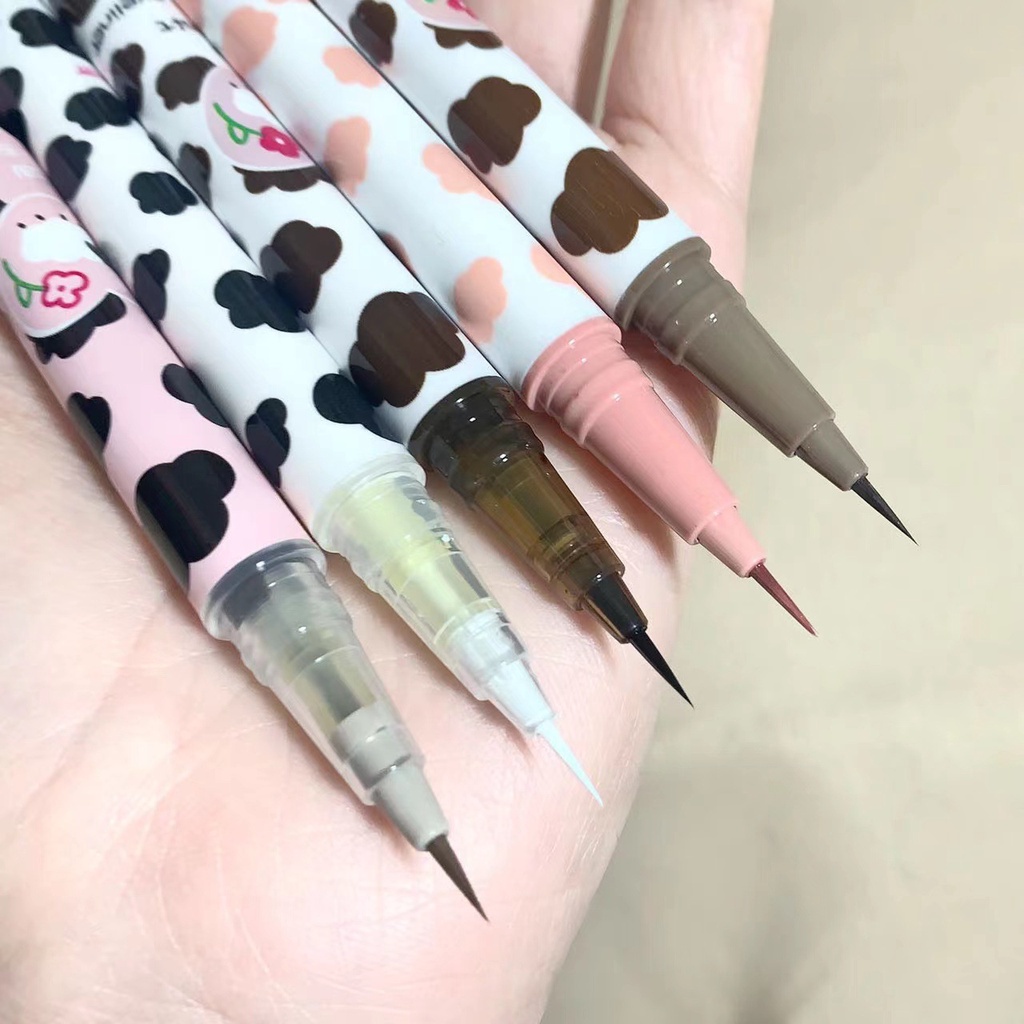Bút Kẻ Mắt Siêu Mảnh Bò Sữa Eyeliner Mỏng Không Lem Chống Nước Lâu Trôi Rozo Lì Đầu Bút Nhỏ 0.01mm Màu Nâu Vẽ Mi Dưới