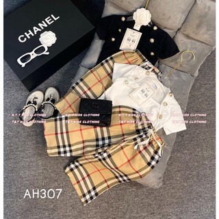 bộ áo cúc quần kẻ trẻ em