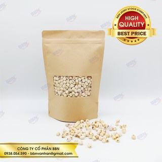 1kg Túi giấy Kraff nâu không in có zipper có cửa sổ 18x26cm