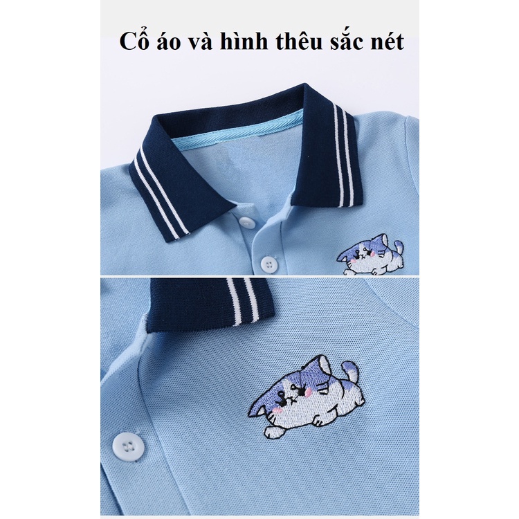 Áo thun polo bé trai  SKIDS áo cộc tay mùa hè có cổ cho bé chất cotton cá sấu thoáng khí