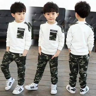 SUPER KIDS Bộ Đồ Thể Thao Họa Tiết Rằn Ri Thời Trang Xuân Thu Cho Bé Trai