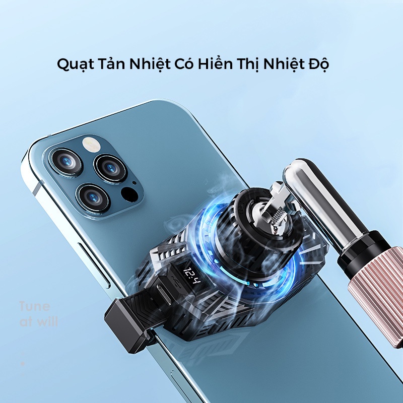 Giá Đỡ Điện Thoại Tích Hợp Quạt Tản Nhiệt S18 - Hỗ Trợ Livetream - Quay Video - Chất Liệu Kim Loại Chắc Chắn