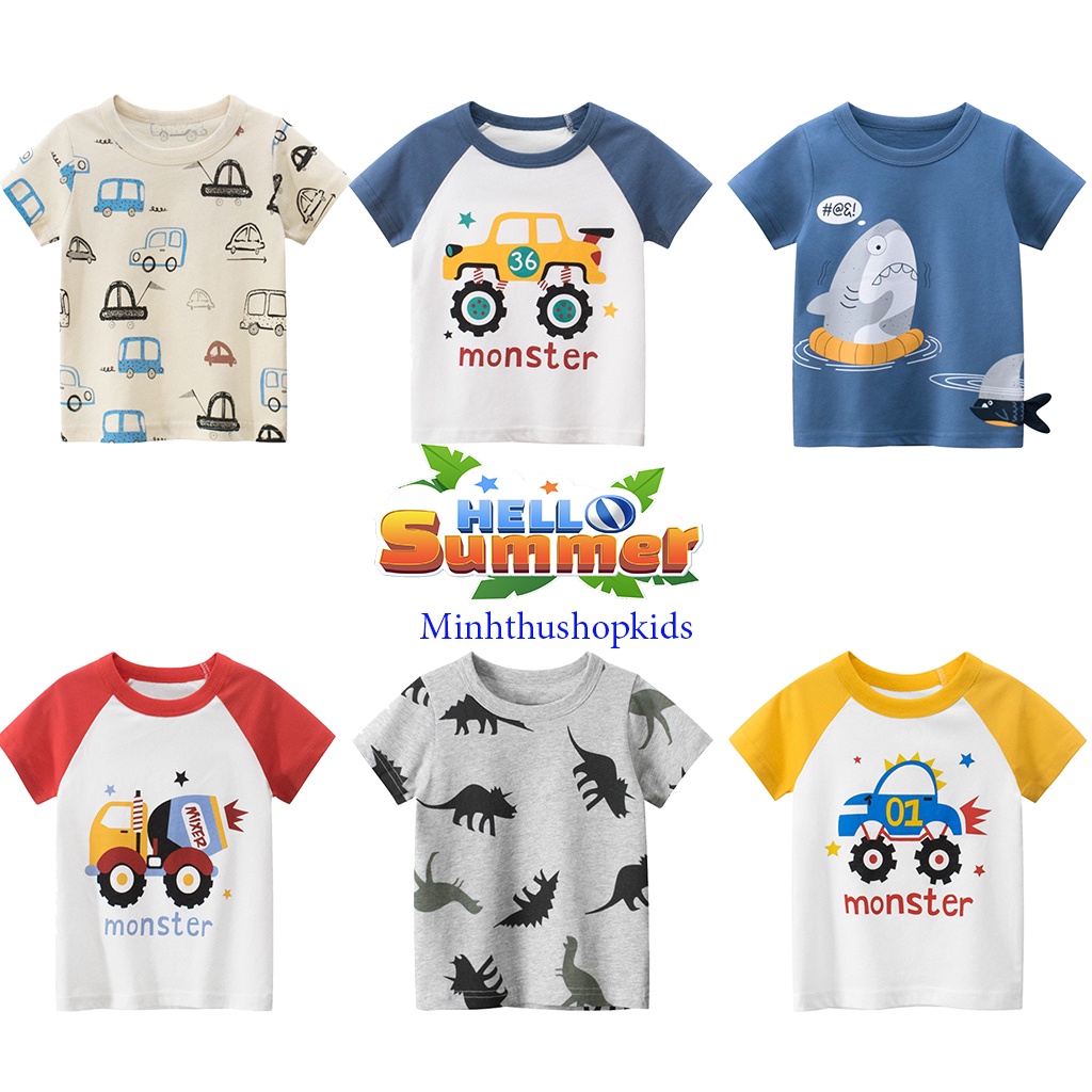 Áo thun bé trai 27 áo thun cho bé họa tiết ngộ nghĩnh chất cotton QATE 553