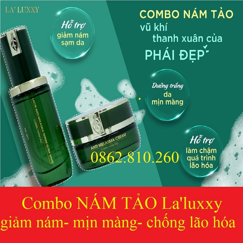 Bộ combo kem serum nám tảo dr lacir dưỡng da mờ thâm la'luxxy anti melasma cream + serum untra white chính hãng drlacir