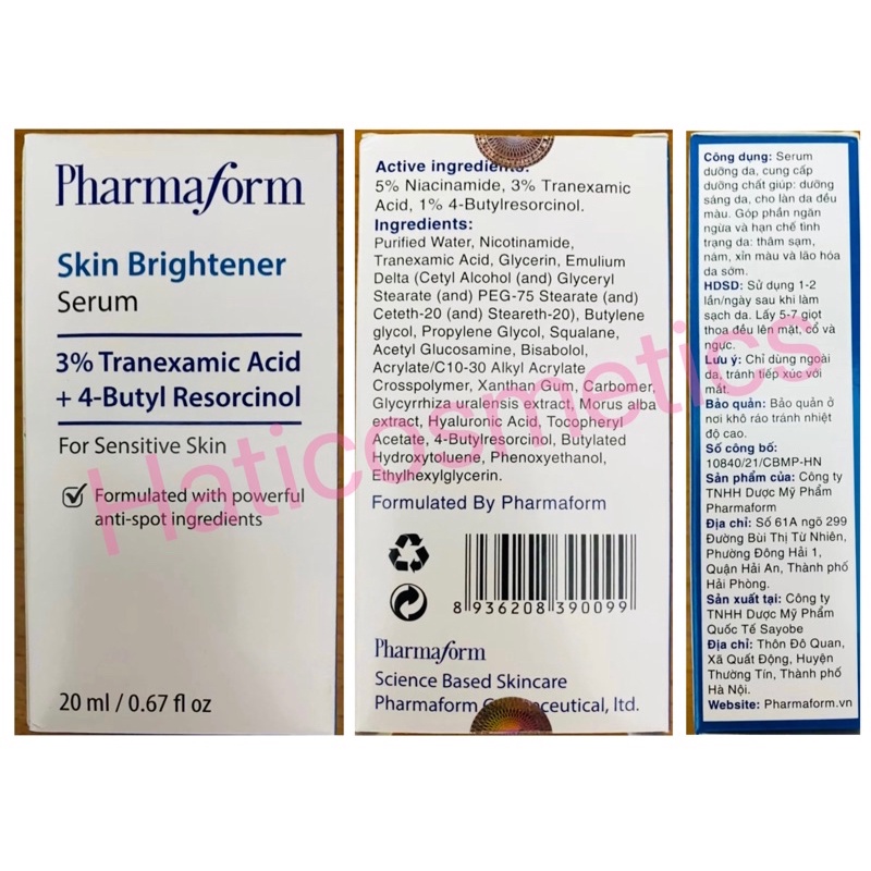 Serum trắng da giảm thâm nám Pharmaform skin brightemer