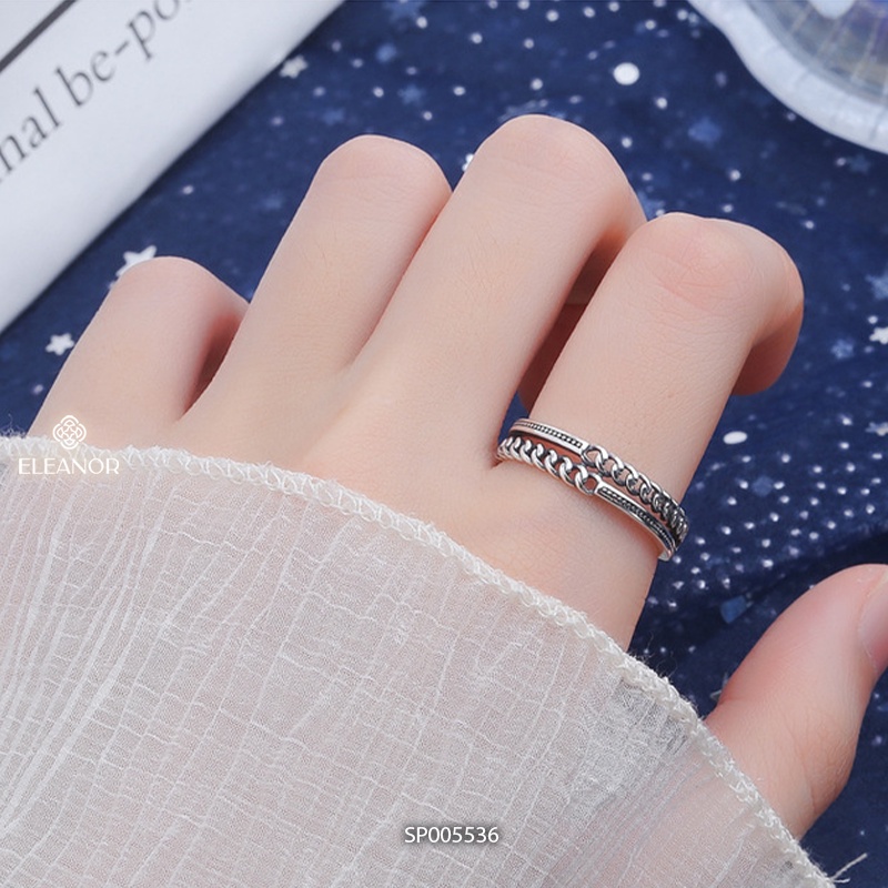 Nhẫn nữ hở bạc 925 Eleanor Accessories thiết kế mắt xích phong cách cá tính phụ kiện trang sức 5536