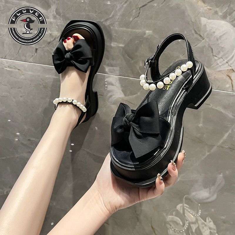 Sandal Đế Dày Đính Nơ Phong Cách Roman Thời Trang Mùa Hè Hàng Mới Dành Cho Bạn Nữ