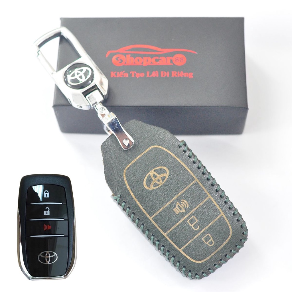 Bao Da chìa khoá xe Toyota Innova, Fortuner, Hilux 2017-2023... chìa 3 nút mẫu chuẩn như hình