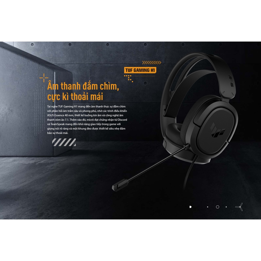 Tai nghe ASUS TUF Gaming H1 - Âm thanh vòm ảo 7.1