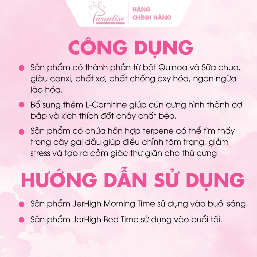 Snack Cho Chó JerHigh Bed Time Và Morning Time Bổ Sung Canxi, Chất Xơ Cho Thú Cưng Gói 50g - Paradise Dog&Cat