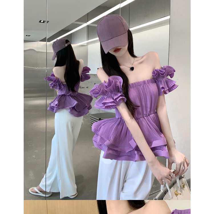 ÁO XẾP LY CAO CẤP HÀNG QC MẶC HAI KIỂU CỔ VUÔNG, TRỄ VAI