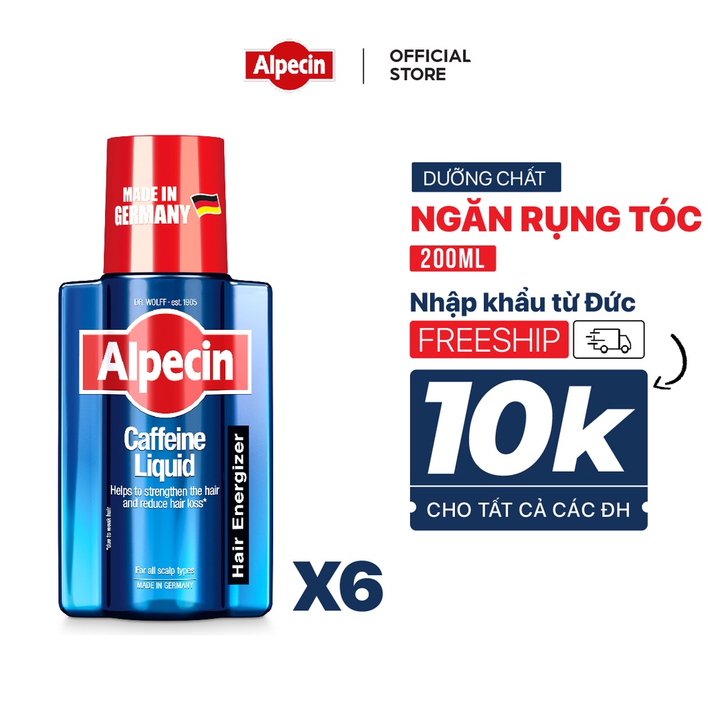 Combo 6 Tinh chất caffeine ngăn rụng tóc Alpecin Liquid 200ml kích thích mọc tóc