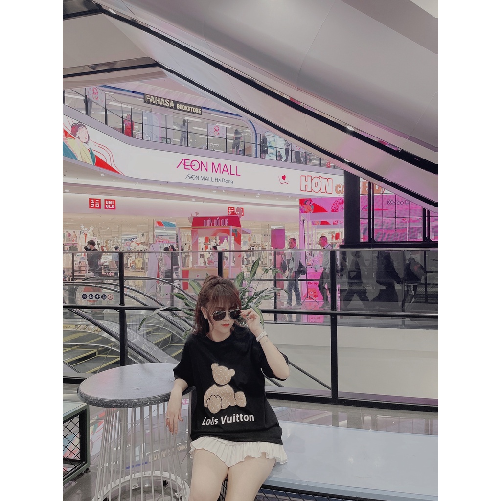 Áo Thun Tay Lỡ Form Rộng Unisex , Chất Cotton Khô - T shirt gấu Louis Vuitton