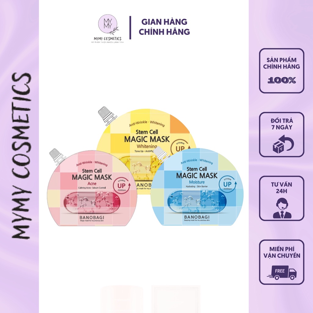 Mặt Nạ Ngủ BANOBAGI Stern Cell Magic Mask Dưỡng Ẩm, Thu Nhỏ Lỗ Chân Lông Và Cải Thiện Sắc Tố Da 23ml