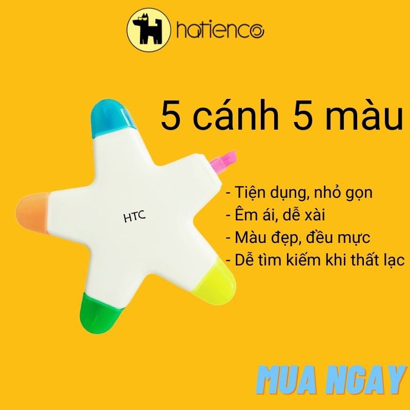 Bút highlight, bút dạ quang 5 màu hình ngôi sao, bông hoa 5 cánh