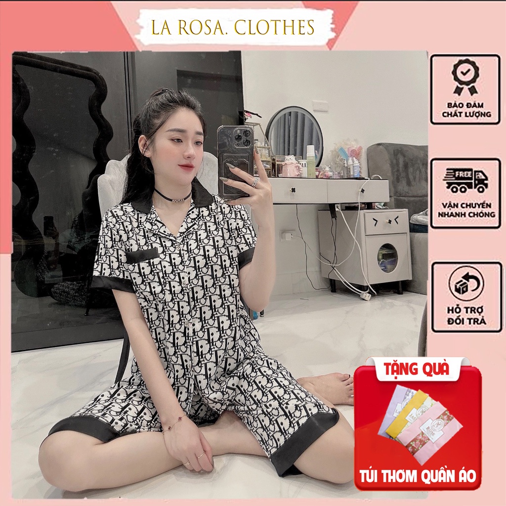Đồ bộ nữ, bộ đồ ngủ pijama quần lửng cộc tay dễ thương 48-65kg, đồ bộ mặc nhà lụa mango cao cấp