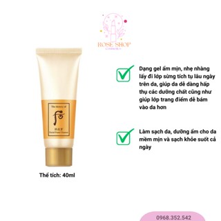 Sữa Rửa Mặt Dịu Nhẹ Whoo vàng Gongjinhyang Facial Cleansing Foam 40ml