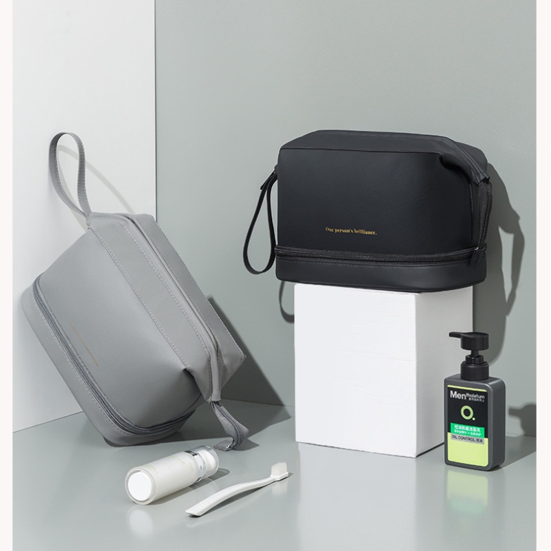 Túi Da PU Hai Lớp Đựng Đồ Trang Điểm Đi Du Lịch Kích Thước Lớn Mới