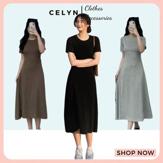 Váy xòe chữ A tay cộc dáng dài chất cotton co dãn siêu xinh kèm ảnh cận chất celyn.clothes