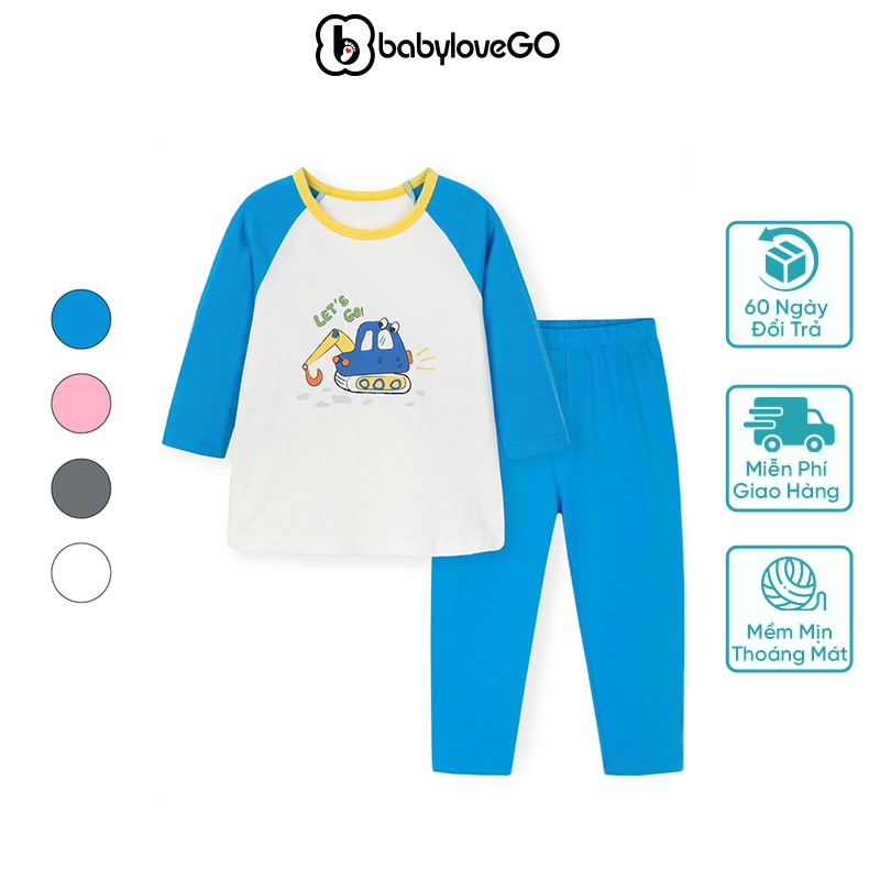 Bộ thun bé trai BabyloveGO quần áo dài tay cho bé trai bé gái size 10kg đến 35kg BD005