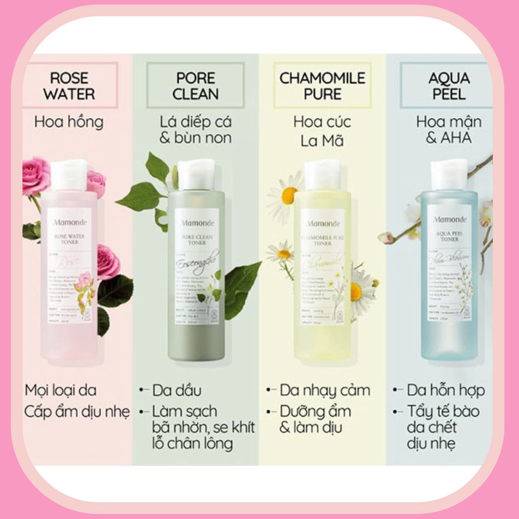 [HÀNG CHÍNH HÃNG] Nước hoa hồng Mamonde Rose water mẫu mới