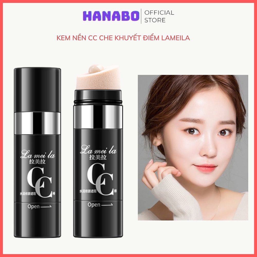 Kem nền che khuyết điểm cc cream Lameila, chính hãng, giá rẻ, hàng nội địa Trung có bông mút tiện dụng HANABO