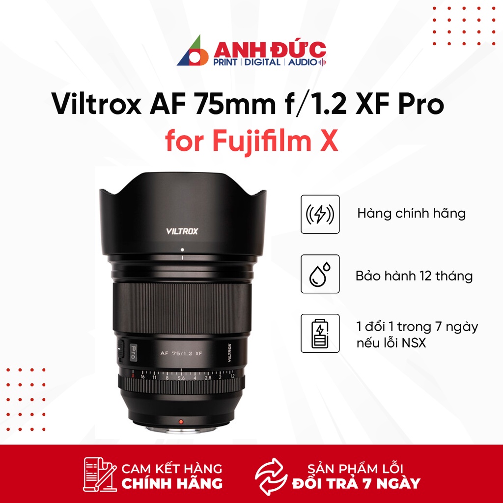 Ống kính Viltrox AF 75mm F1.2 XF for Fujifilm X New 100% - Hàng chính hãng BH 12 tháng