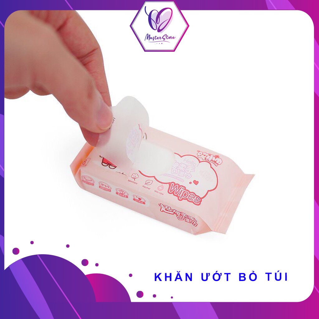 Khăn Ướt Mini cute bịch 8 gói, gói 8 miếng không mùi