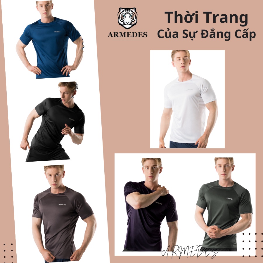 Áo Thun Thể Thao Nam Body Tập Gym 99% Polyester Siêu Thấm Hút và Mát Mịn Chính Hãng ARMEDES Hàn Quốc - AR 194