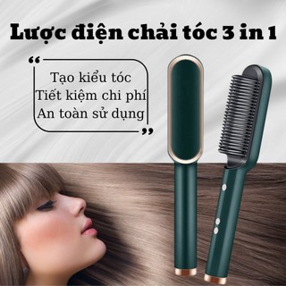 Lược điện chải tóc tạo kiểu chuyên nghiệp, lượt điện 3in1 đa năng - kiêm máy uốn duỗi ép tóc tạo kiểu