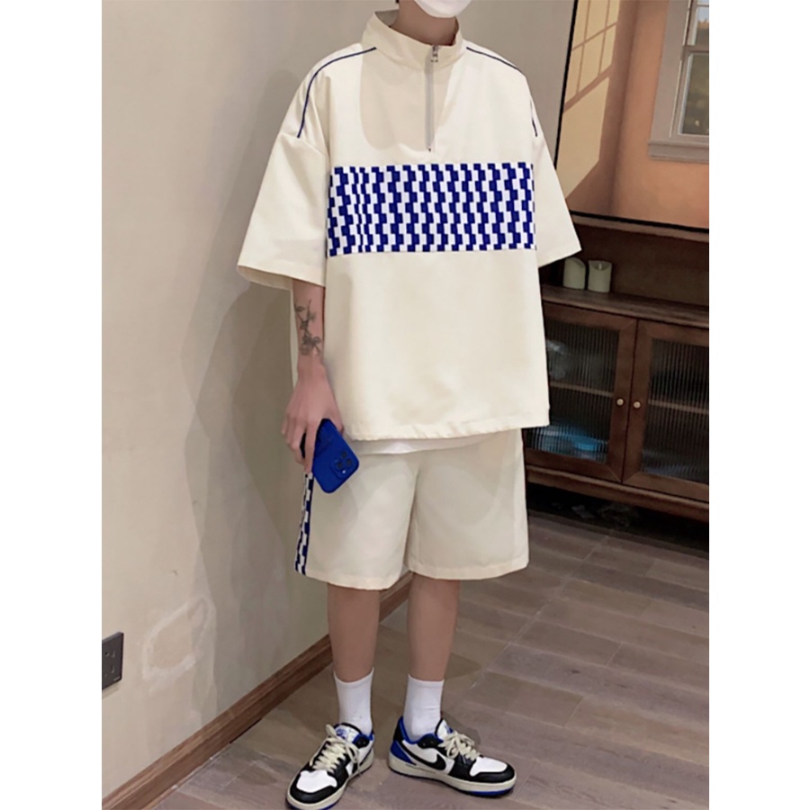 Bộ Thể Thao Nam Hè Cổ Trụ Phối Khóa Kéo Cao Cấp, Chất Liệu Cotton Mịn Mã TRU02 Cá Tính