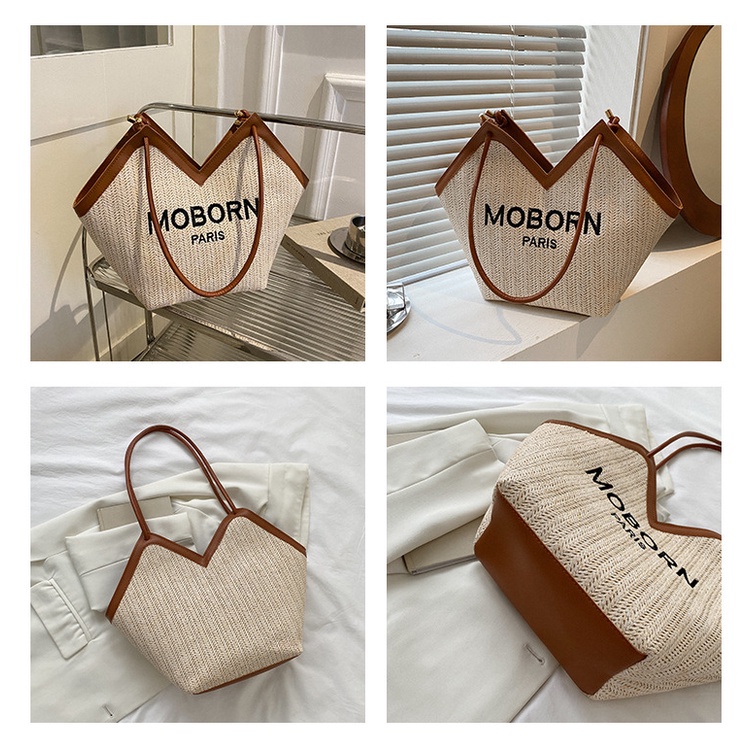 MVP3008 Túi Xách Đan Lát In Chữ Thời Trang Cho Nữ