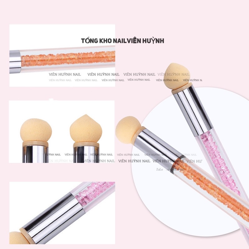 Bút dặm ombre có bông mút 2 đầu - dặm màu nail nhanh tiện lợi