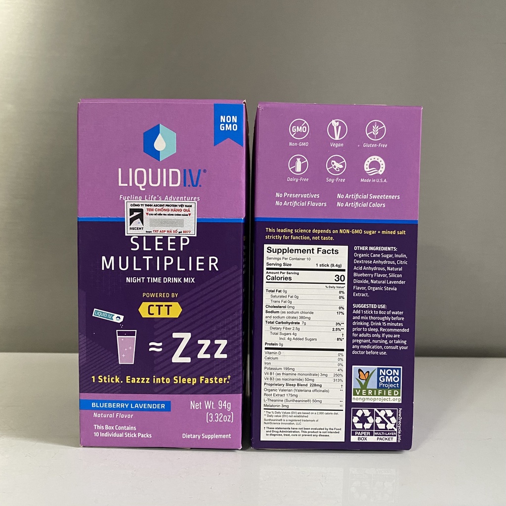 Bột điện giải bán chạy nhất thế giới Liquid IV Sleep Multiplier cải thiện giấc ngủ : Made in USA