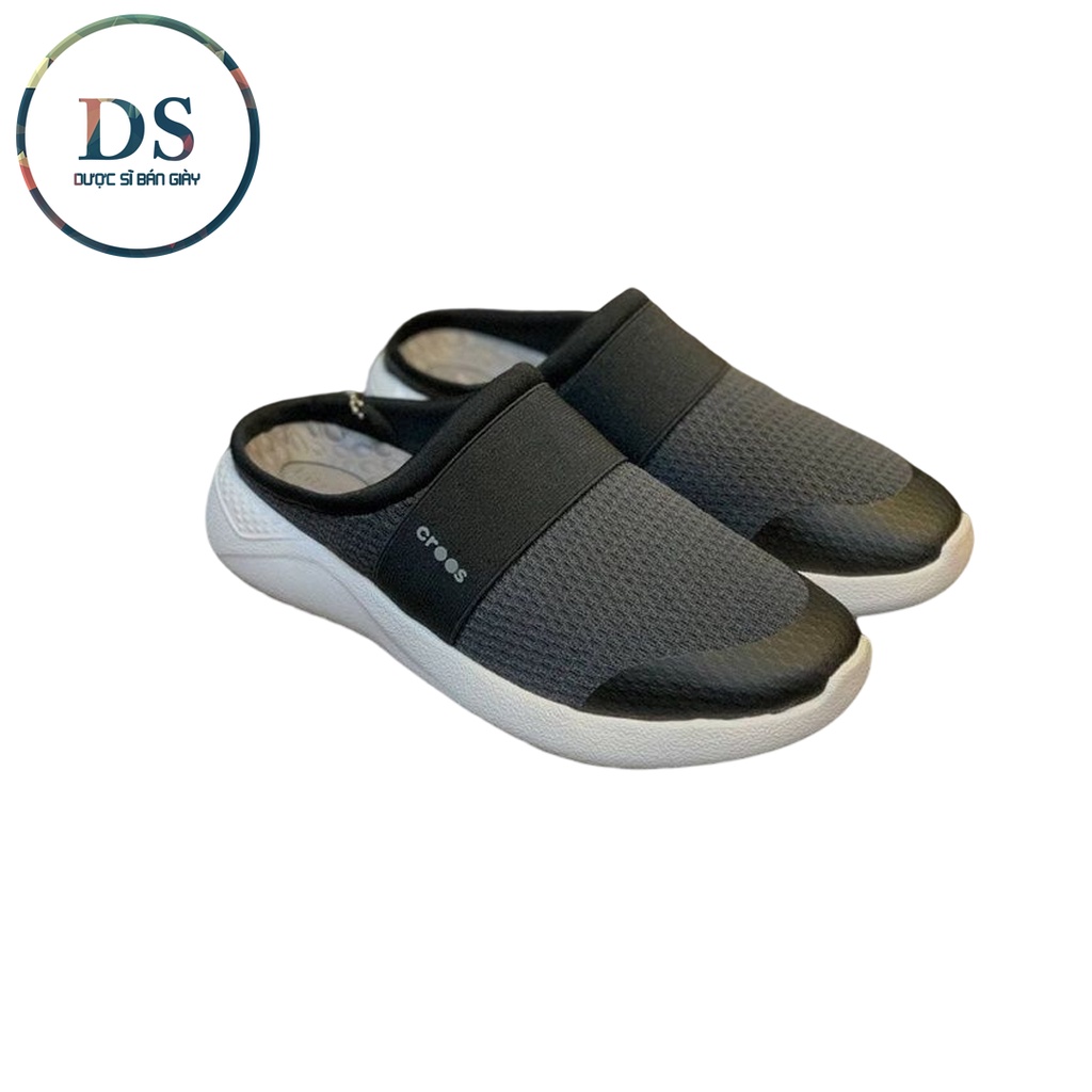 Giày Sục Mesh Crocs Literide Nam Màu Full Đen ,Hàng Loại 1 Full Tag, Giày Đế Bằng