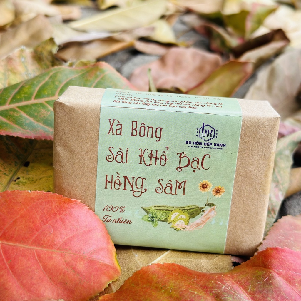 Xà bông Sài Khổ Bạc- Hồng Sâm, xà bông tự nhiên 100% handmade có giấy kiểm nghệm hsd 18 tháng