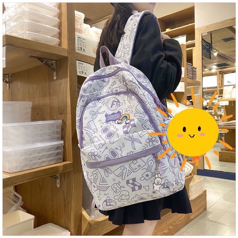 Balo Quảng Châu Kashichun Hoạ Tiết Dễ Thương Chất Vải Chống Thấm Balo Nữ Đi Học Thời Trang Ulzzang